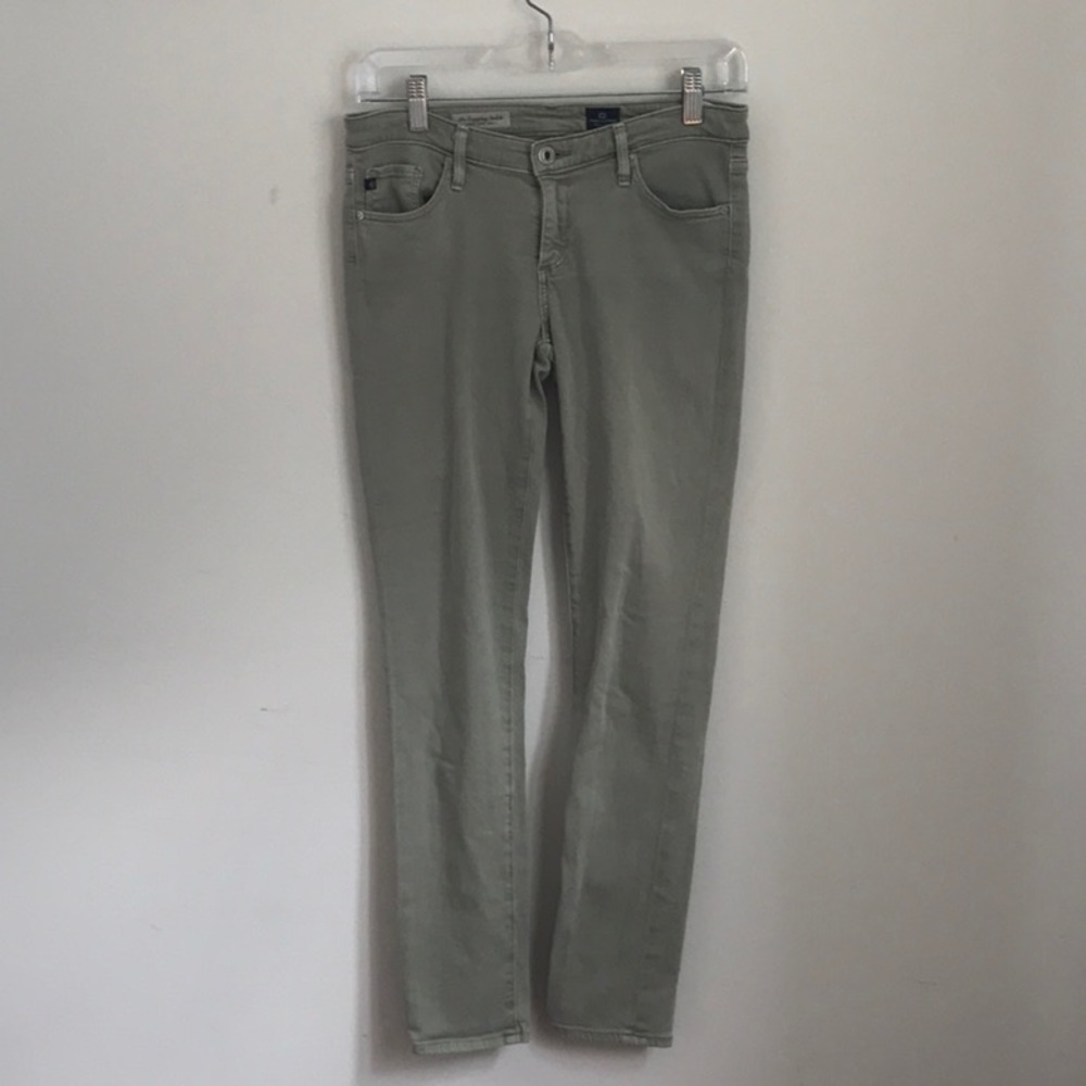 AG green skinny ankle jeans